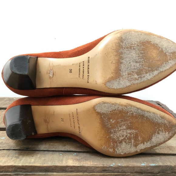 Isabel Marant Étoile Orange Suede Ankle Boots - Picture 6 of 6
